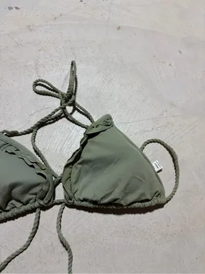 Abercrombie & fitch y2k Women’s Olive Green Triangle Bikini Top small thumbnail 3