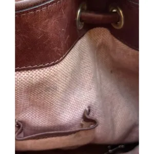 Vintage Dooney & Bourke Dark Brown Leather Drawstring Shoulder Bag Purse RARE thumbnail 11