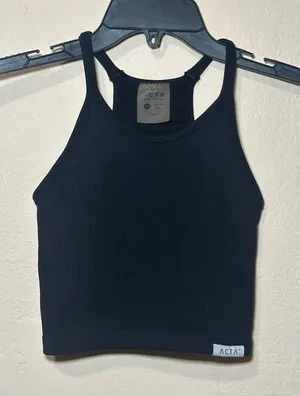 ACTA Seamless Black Ribbed Longline Tank Bra thumbnail 1