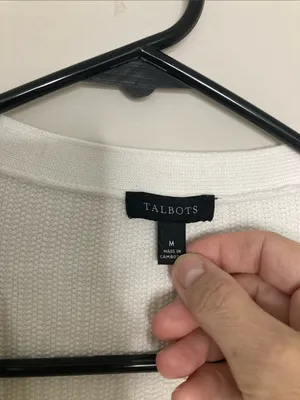 Talbots Cream Ribbed V-Neck Button Front Cardigan M thumbnail 2