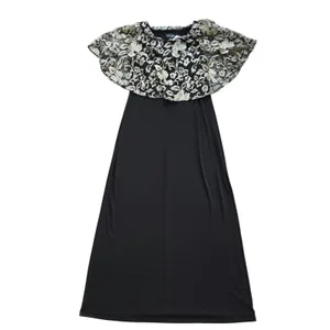 Connected Apparel NWT 39P Black‎ Champagne Floral Lace Capelet Maxi Dress 12 thumbnail 6