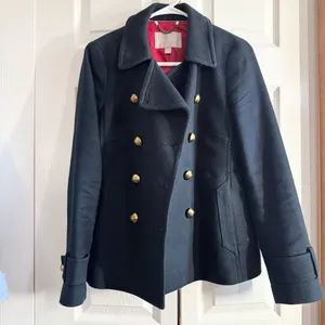 BANANA REPUBLIC WOMEN'S MINI PEACOAT NAVY WITH GOLD BUTTONS Small thumbnail 2