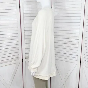 Free People Take It Off‎ Sweatshirt Inside Out Raglan Slouchy Ivory XS thumbnail 3