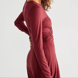 FREE PEOPLE FP BEACH Vance‎ Mini Dress in Bordeaux NWT Skater Long Sleeve thumbnail 3