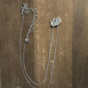 Silver tone origami elephant pendant necklace thumbnail 2
