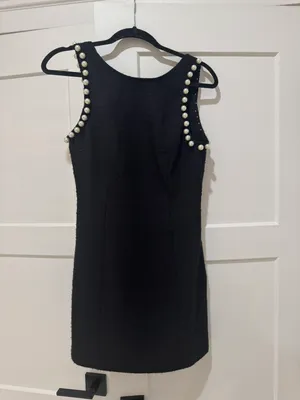 Endless Rose Pearl Accented Mini Dress Black thumbnail 2