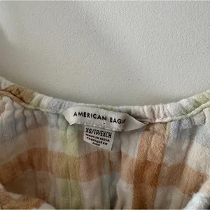 American Eagle Plaid Pastel Earth Tones‎ Smocked Bubble Crop Top thumbnail 6