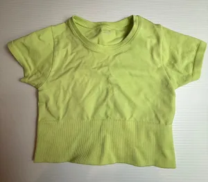 Offline by‎ Aerie Seamless Ribbed Crop Top Neon Lime Green XS TP Athletic thumbnail 1