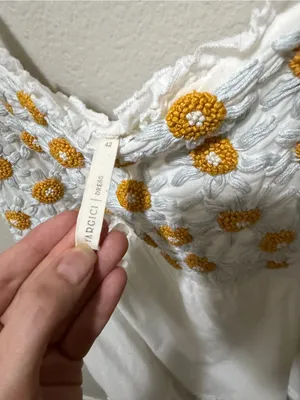 Yargıcı White Cotton Embroidered Daisy Sundress EU 42 Boho Cottagecore thumbnail 2