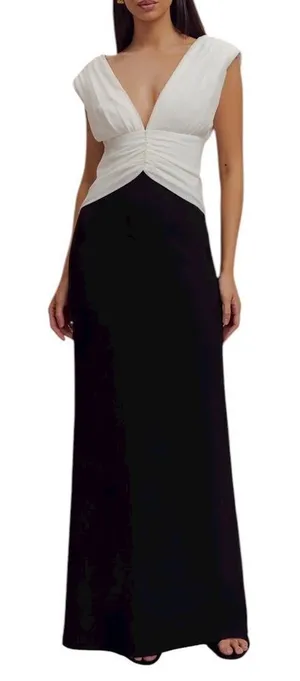Meshki Monique Contrast Maxi Dress - Black NWT XS thumbnail 1