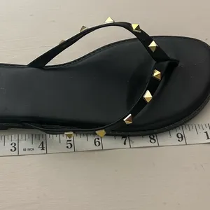 Sandals Black Slide Sandals with Gold Stud Accents size unknown-see measurements thumbnail 2