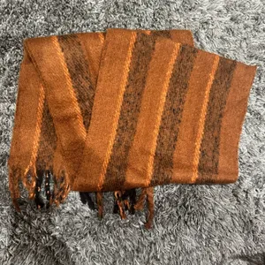 ASOS Design Blanket Scarf in Brown and Orange Stripe​​​​​​ thumbnail 2