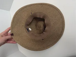 REI Hat Straw Wide Brim Braided Tan Taupe Brown Sun Packable Travel Beach Unisex thumbnail 7
