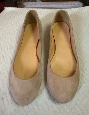 J.Crew Tan Suede Ballet Flats Back Zip Made in Italy 28693 Beige Round Toe 7.5 thumbnail 1