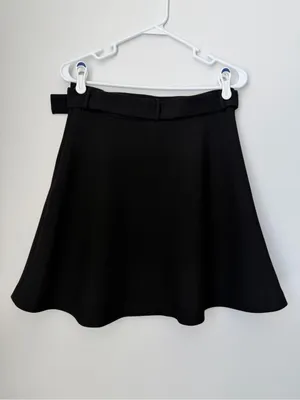 Zara Black Flowy Mini Skirt with Belt Size Medium thumbnail 5