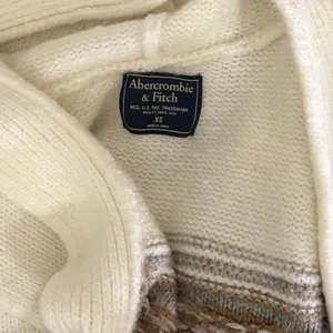 ABERCROMBIE & FITCH Fair Isle Hooded Long Cardigan Sweater Cream Fairisle XS thumbnail 10