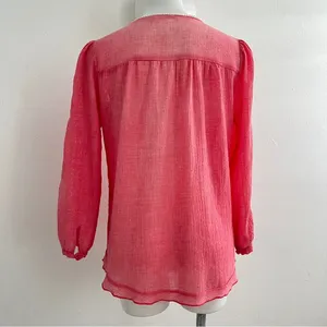 Anthropologie boho babydoll lace blouse top Pink coral SMALL NWOT thumbnail 7