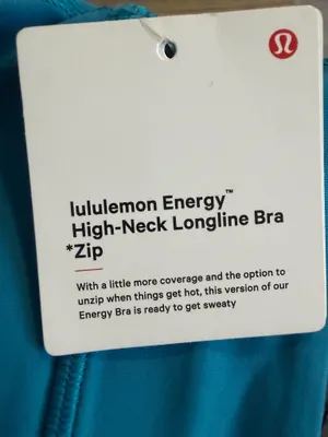 Lululemon High-Neck Longline Energy Bra *Zip B-D Hawaiian Blue 4 NWT thumbnail 7