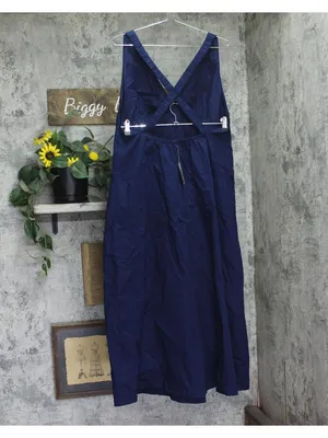 A New Day Cotton Sleeveless Adjustable Strap Open Back Maxi Dress Navy Blue XL thumbnail 2
