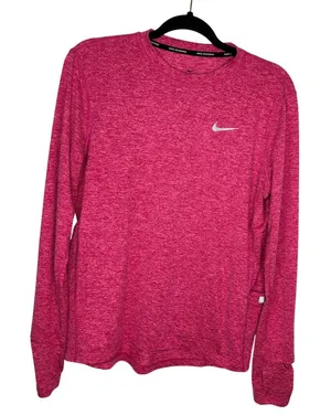 Nike Running Dri-Fit Crew Neck Long-Sleeve Shirt Medium Pink Athleisure Active thumbnail 1