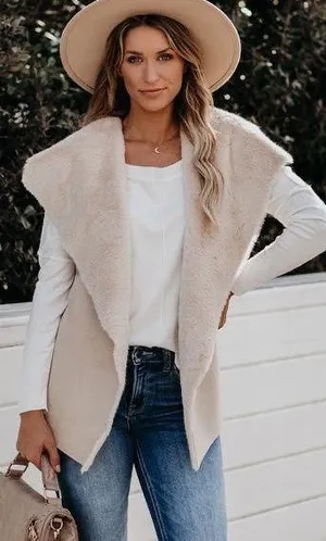 Twelfth Love Make Snow Angels Faux Fur Shawl Vest thumbnail 1