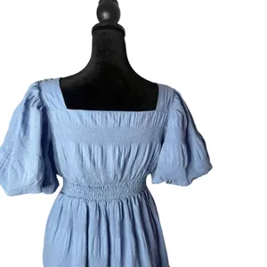 HYFVE Smocked Dress Puff Sleeve Tiered‎ Blue Size S Cottagecore Coastal Cowgirl thumbnail 9