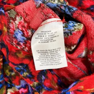 Maeve Anthropologie Dress XS Red Tunic Abstract Print V Neck Mini thumbnail 4