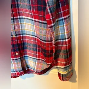American Eagle Outfitters Red/White Checkered Slim Fit Button-Down Shirt thumbnail 4