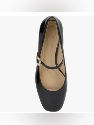 Jessica Simpson Black Patent Mary Jane Flats with Rhinestone Buckle Size 7.5 thumbnail 6