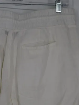 Athleta Womans Cabo Linen Wide Leg Pant White Size 12 Cropped Coastal Minimalist thumbnail 12