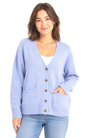 Ella Moss Womens Small Raglan Sleeve Button Front Cardigan Sweater Light Blue thumbnail 1