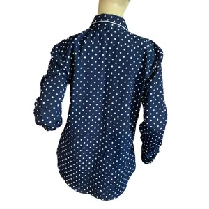 Lauren Ralph Lauren Navy Blue W/White Polka Dots Button Down Shirt (M) thumbnail 3