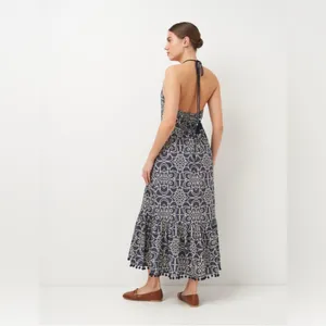 Zara Marrakesh Printed Poplin Maxi Halter Dress Large thumbnail 2