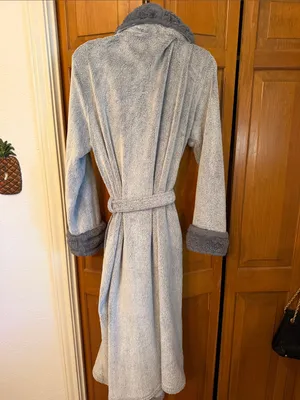 👘👘👘BOGOHO👘👘👘Plush Shawl Collar Women's Robe in Gray-Large thumbnail 9