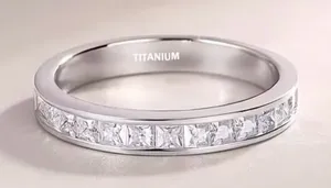Women’s Luxury Collection Titanium Steel Cubic Zirconia Diamonds 4mm Band 6 thumbnail 1