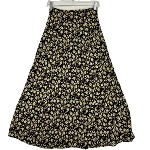 B. Moss Maxi Skirt Brown Floral Button Front Vtg 90s Rayon USA Cottage Juniors 3 thumbnail 8