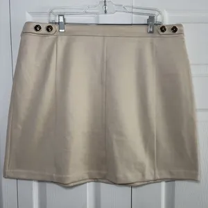 Marc New York A-Line Mini Skirt Womens Size XL Beige Button Detail Twill Stretch thumbnail 1