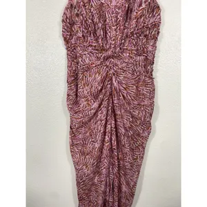 BCBGMAXAZRIA Pink Orange Abstract Print Ruched Draped Midi Dress Size 4 thumbnail 8