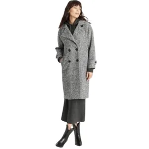 Universal Threads Women's Double Breasted Cocoon Overcoat - Gray Large thumbnail 2