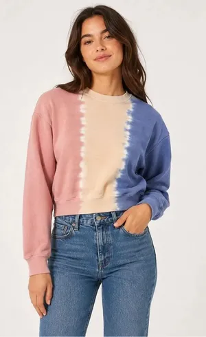 Spiritual Gangster Tie Dye Sweatshirt Medium 100% Cotton Semi Crop Crewneck #160 thumbnail 1