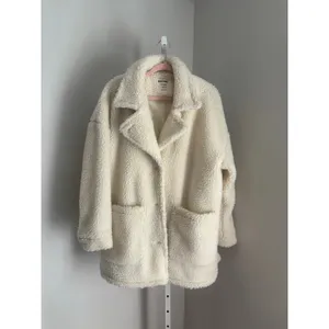Garage Teddy Coat Cream Faux Sherpa Fleece Pea Coat Women’s Size M / L Cozycore thumbnail 2