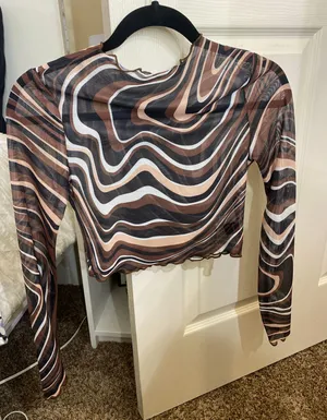Mesh Lace Long Sleeve Top Multiple Size XS thumbnail 1