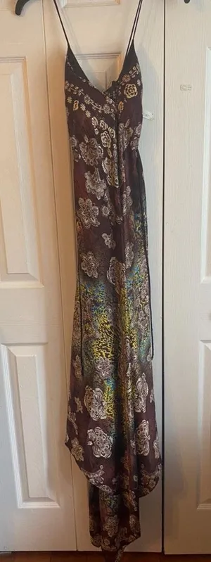 Floral Satin Dress Brown Size 4 thumbnail 2
