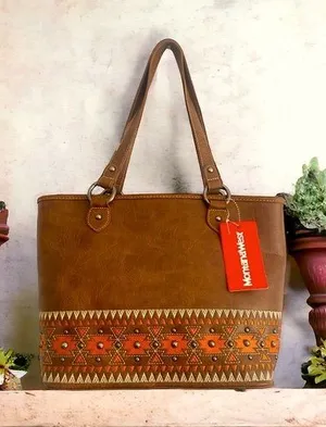 Tribal‎ Ethnic Western Style Shoulder Bag, Cognac Color, Simple & Beautiful thumbnail 1