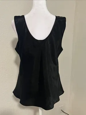 Women's Black Satin Scoop Neck Camisole thumbnail 3
