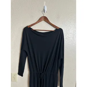 Enza Costa One-Shoulder Draped Knit Peach Jersey Slouchy Jumpsuit Black size M thumbnail 6