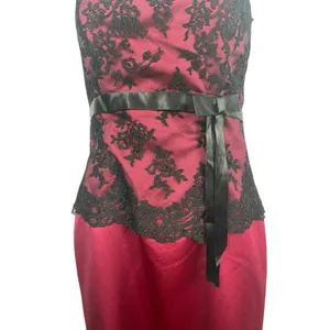 VTG Alexia Burgundy Black Lace Strapless Formal Maxi Dress 10 90s Whimsigoth Y2K thumbnail 14