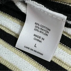 New York & Co Striped Ribbed Knit Sleeveless Sweater Tank Top Tan‎ Black Large thumbnail 10