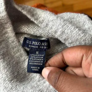 Mock Neck Sweater U.S. Polo Assn Colorblock Après Ski Retro Preppy Size Small thumbnail 3