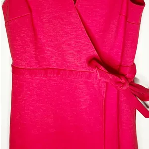 J Crew Factory red textured knit wrap dress sz S thumbnail 6